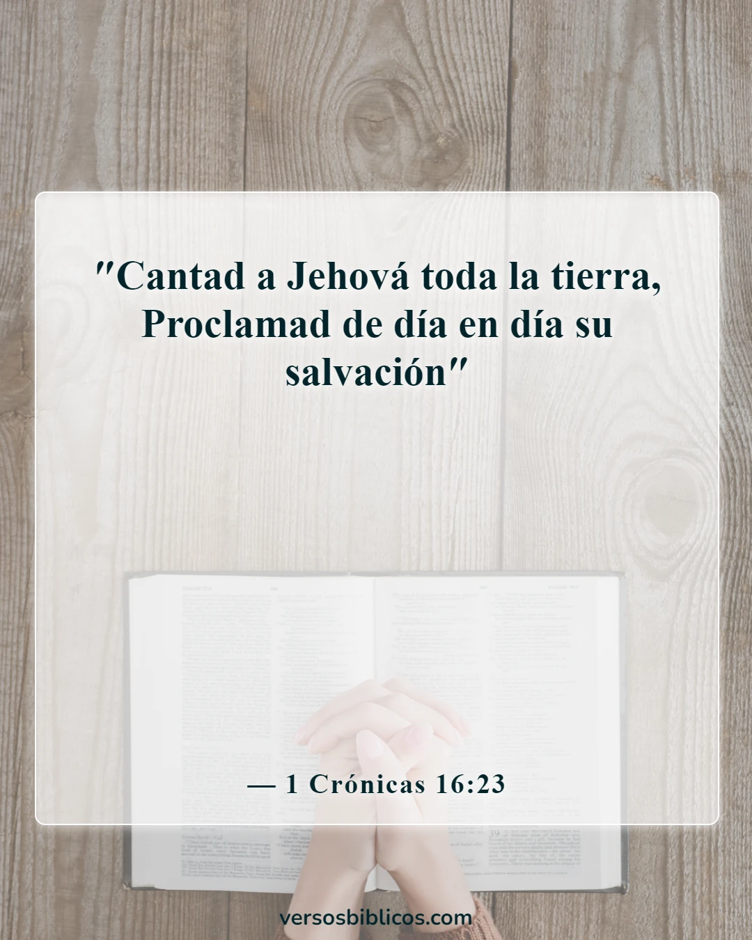 Versículos de la Biblia sobre animar al equipo de adoración (1 Crónicas 16:23)