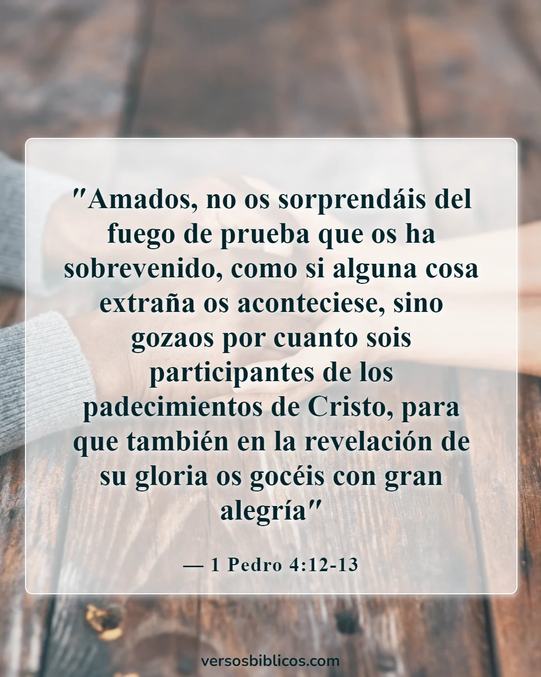 Versículos de la Biblia sobre el regocijo en las pruebas y tribulaciones (1 Pedro 4:12-13)