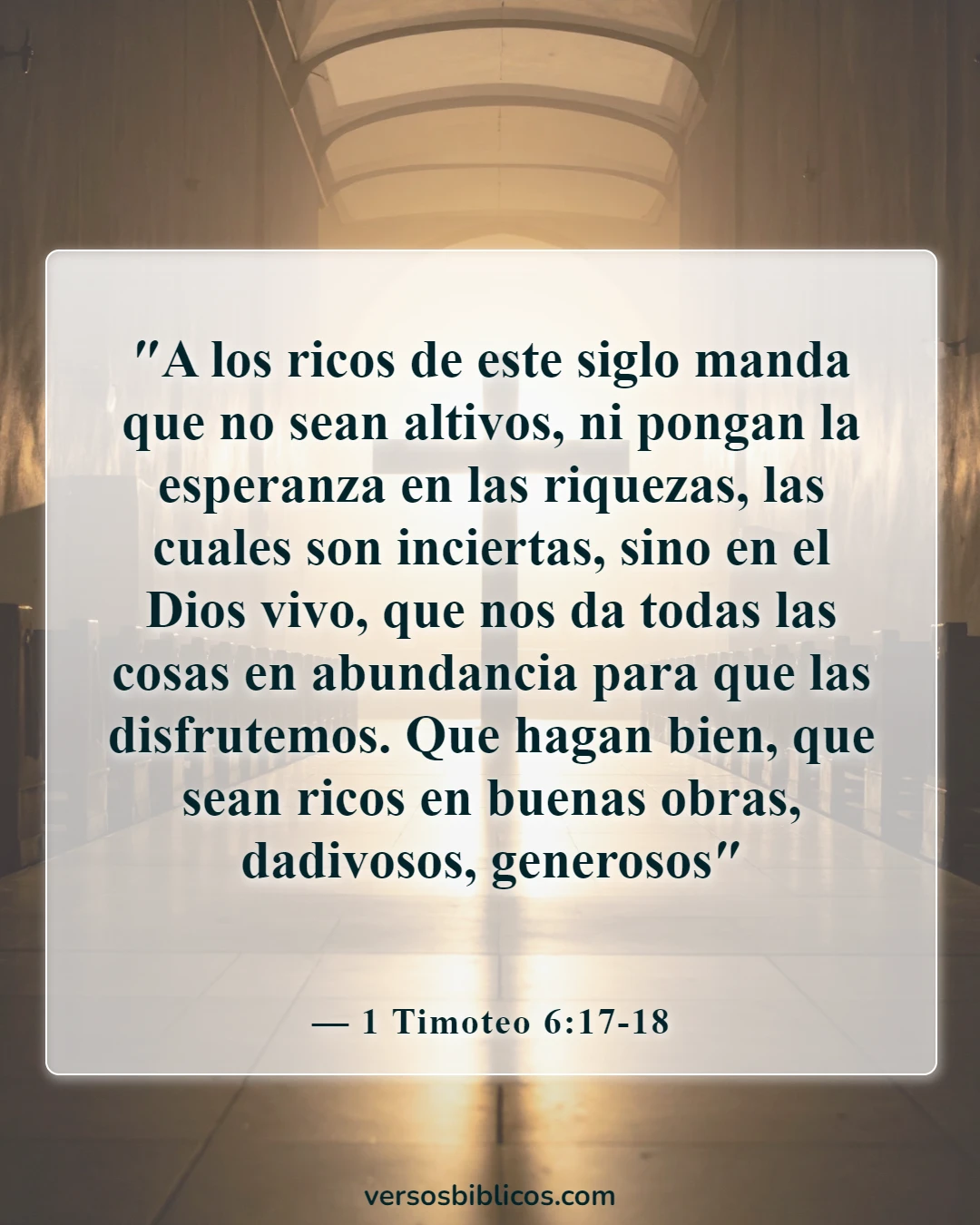 Versículos de la Biblia sobre la advertencia a los ricos (1 Timoteo 6:17-18)