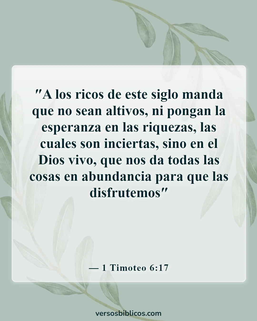 Versículos de la Biblia sobre bienes (1 Timoteo 6:17)