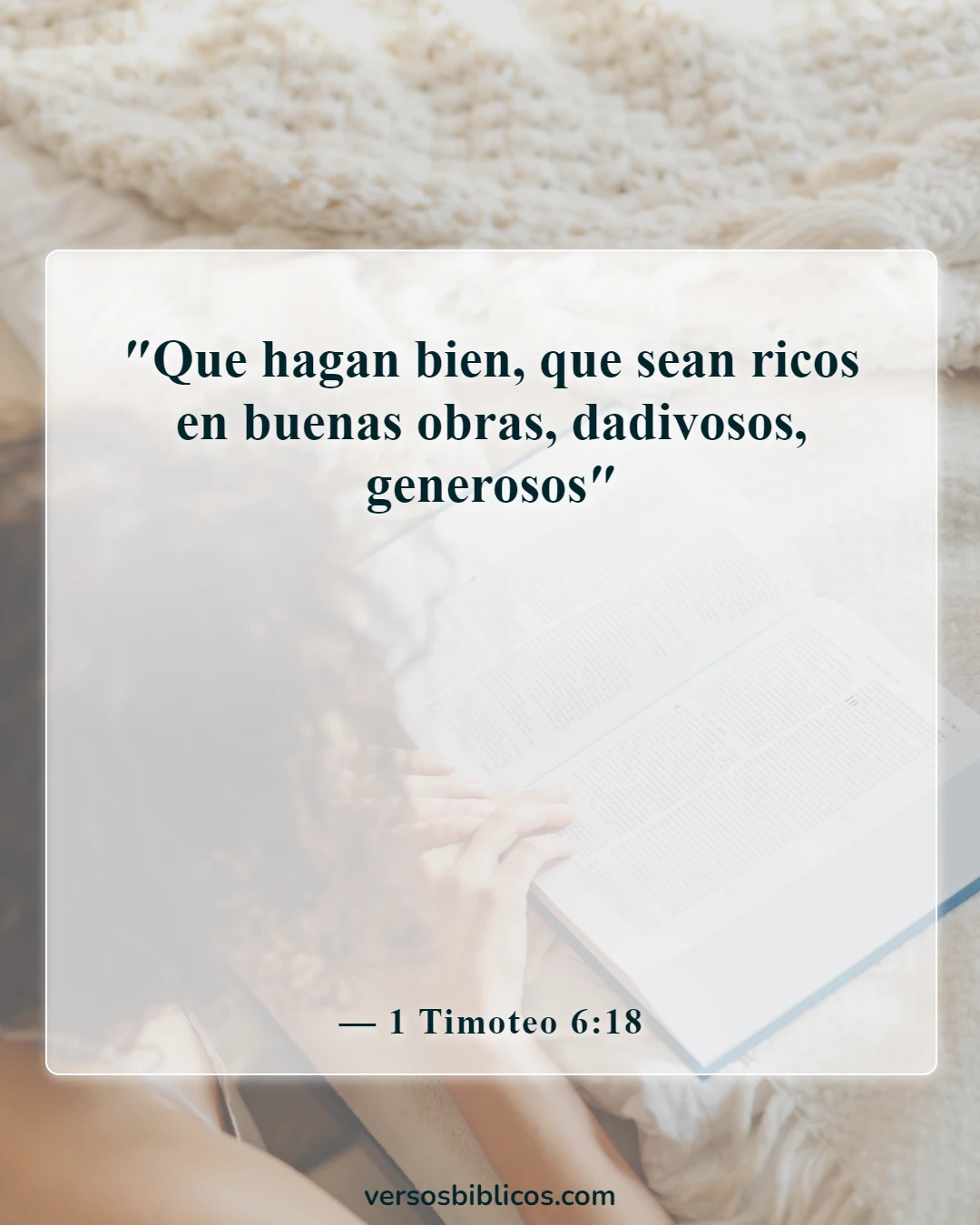 Versículos de la Biblia sobre la salvación y las buenas obras (1 Timoteo 6:18)