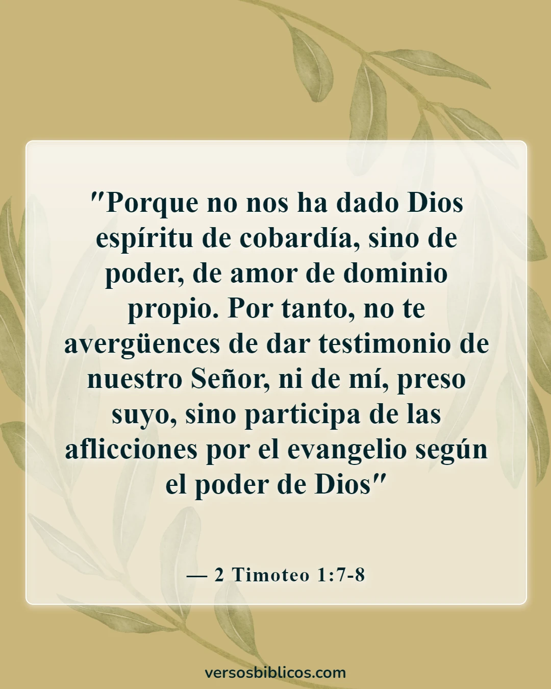 Versículos de la Biblia sobre compartir el evangelio (2 Timoteo 1:7-8)
