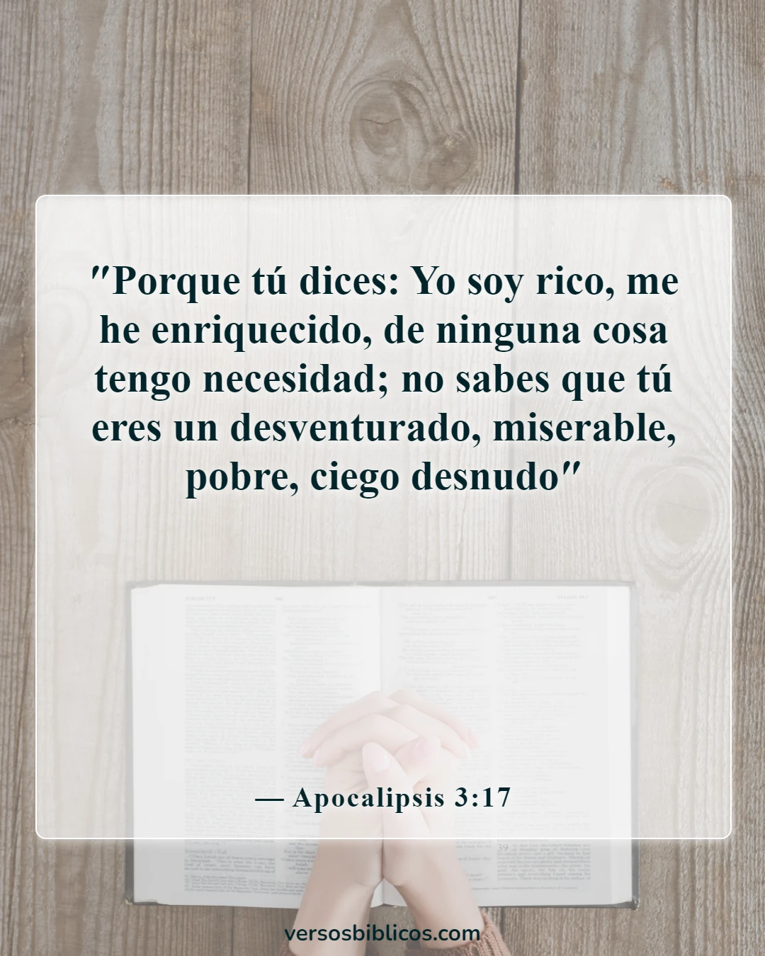Versículos de la Biblia sobre las posesiones mundanas (Apocalipsis 3:17)