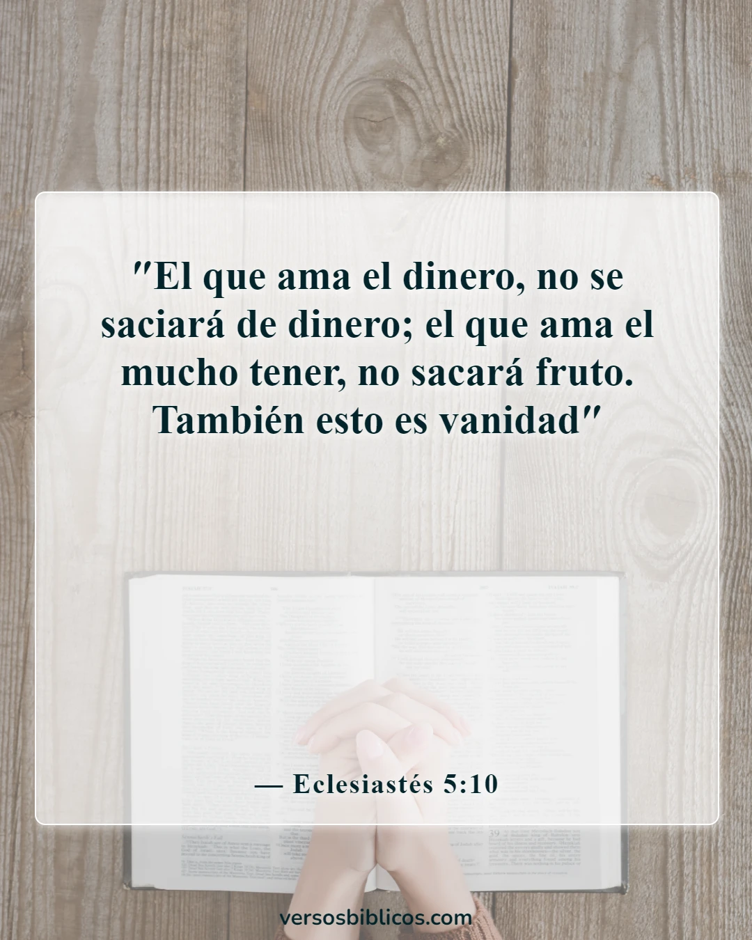 Versículos de la Biblia sobre bienes (Eclesiastés 5:10)