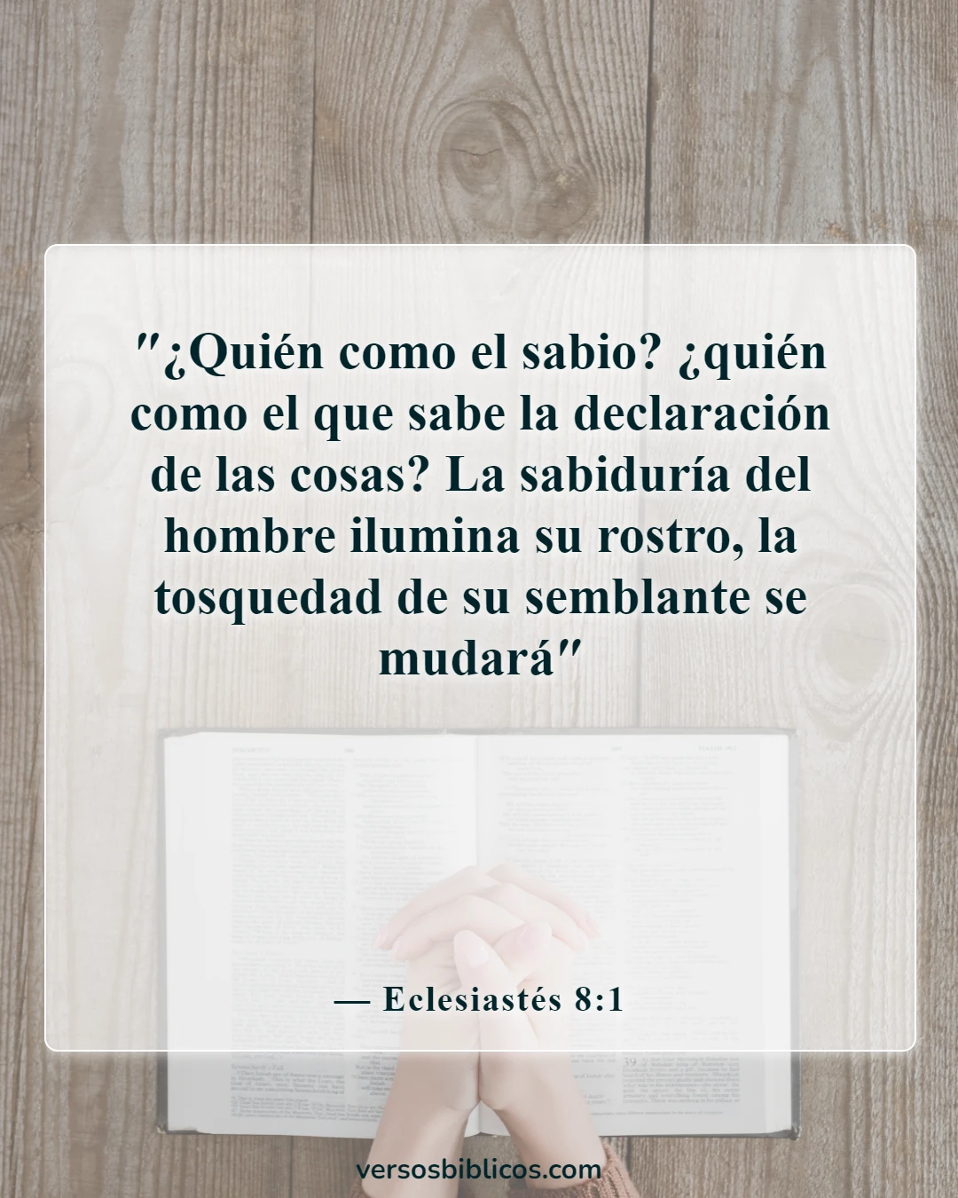 Versículos de la Biblia sobre la sabiduría de Salomón (Eclesiastés 8:1)