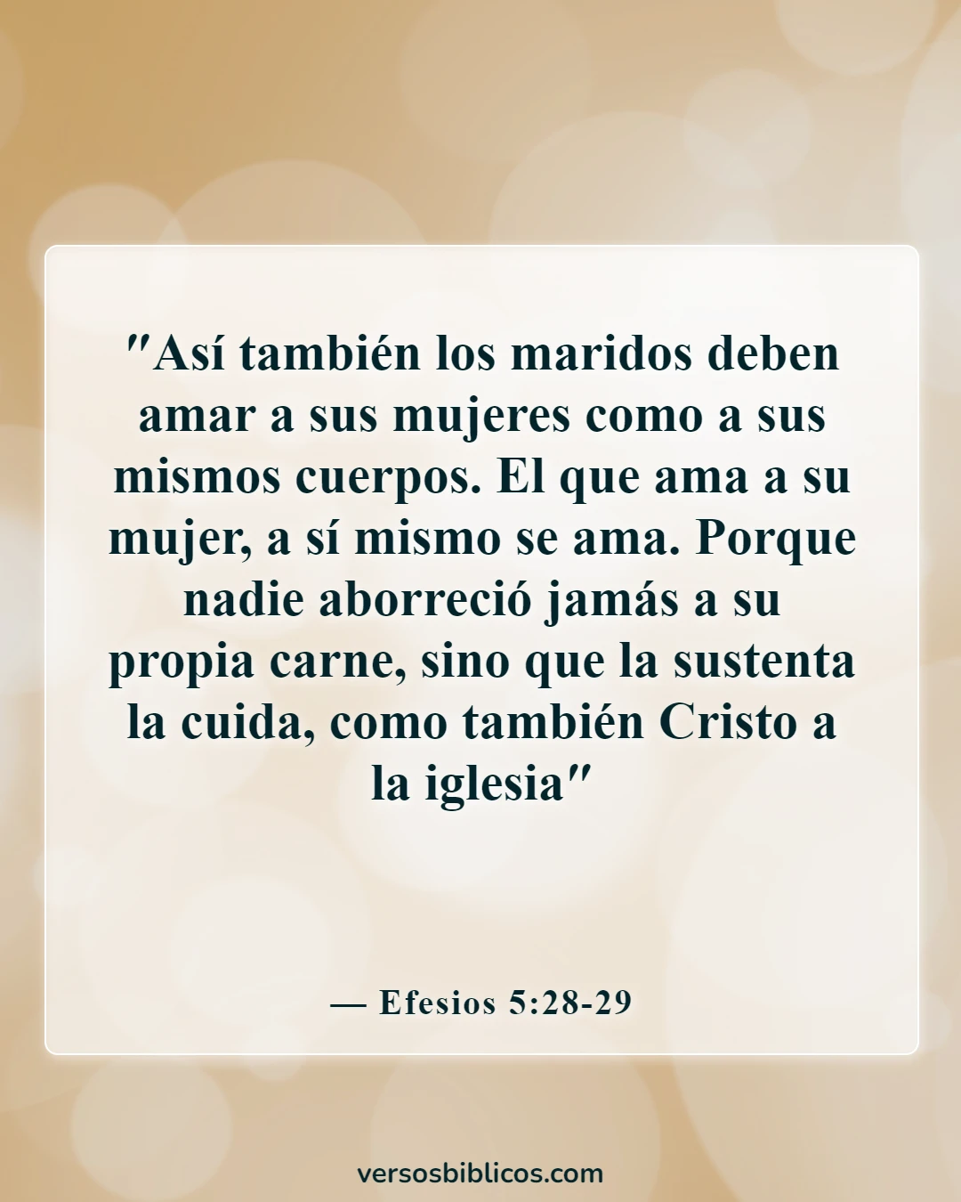 Versículos de la Biblia sobre casarse y dejar la familia (Efesios 5:28-29)