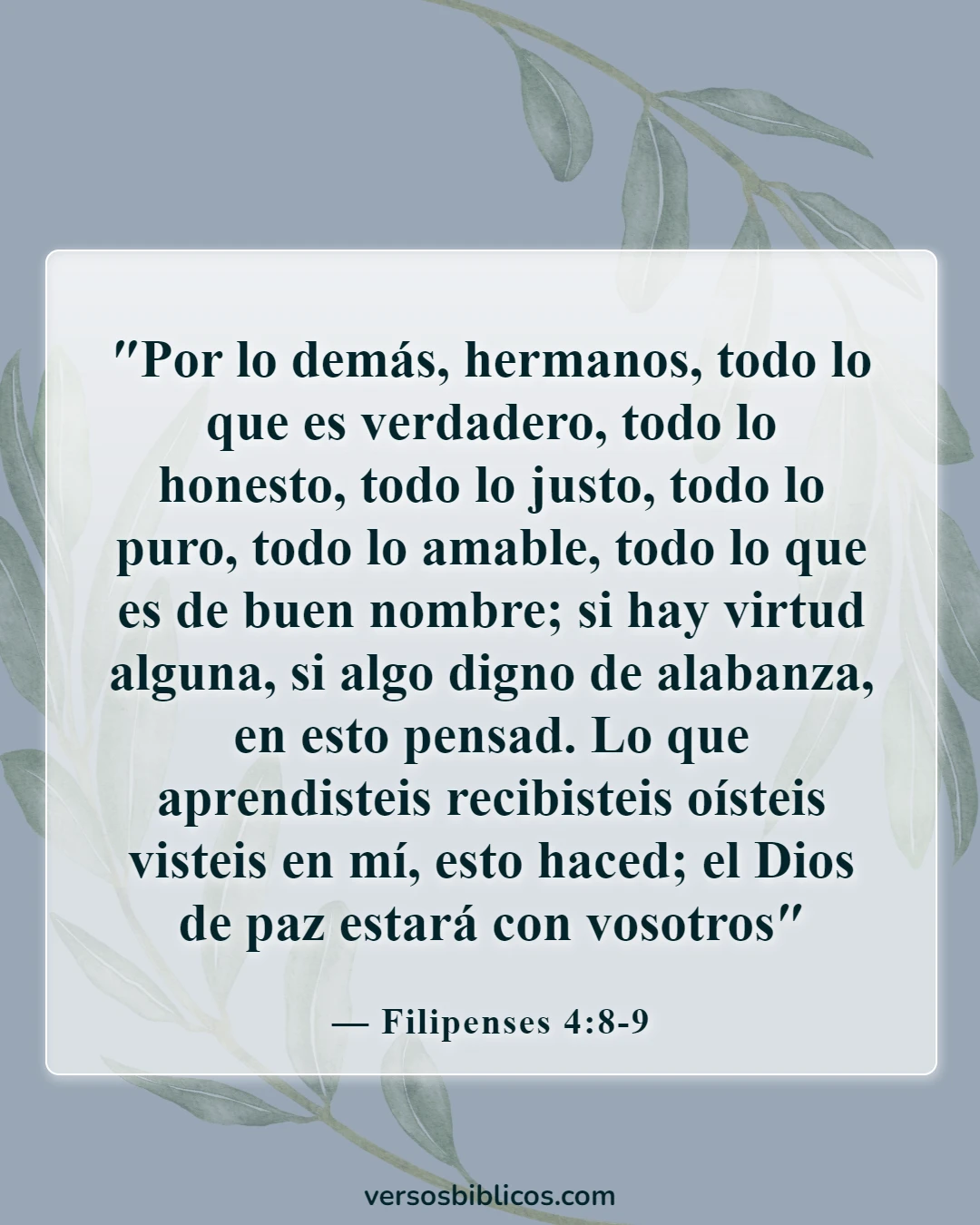 Versículos de la Biblia sobre la ayuda con la ansiedad (Filipenses 4:8-9)