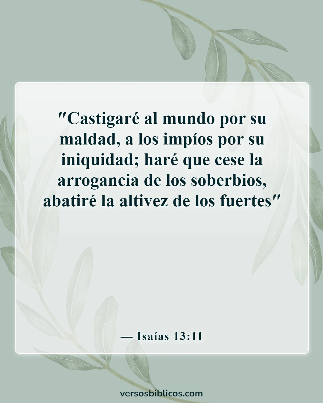 Versículos de la Biblia sobre la destrucción y el fin de los malvados (Isaías 13:11)