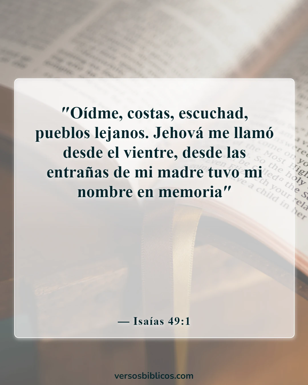 Versículos de la Biblia sobre la vida que comienza en la concepción (Isaías 49:1)