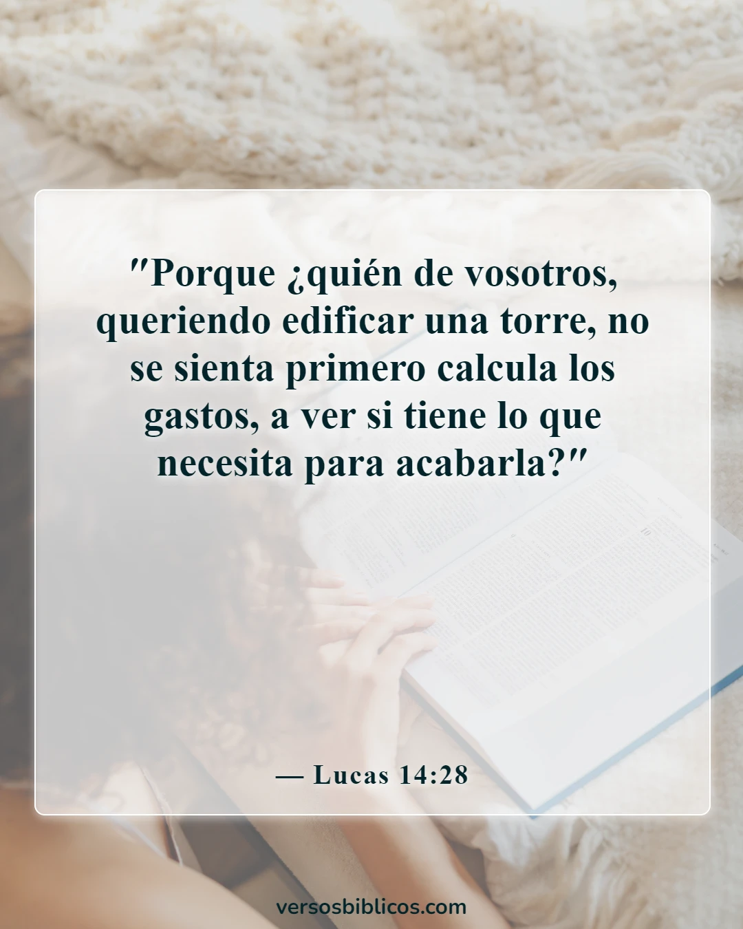 Versículos de la Biblia sobre bienes (Lucas 14:28)