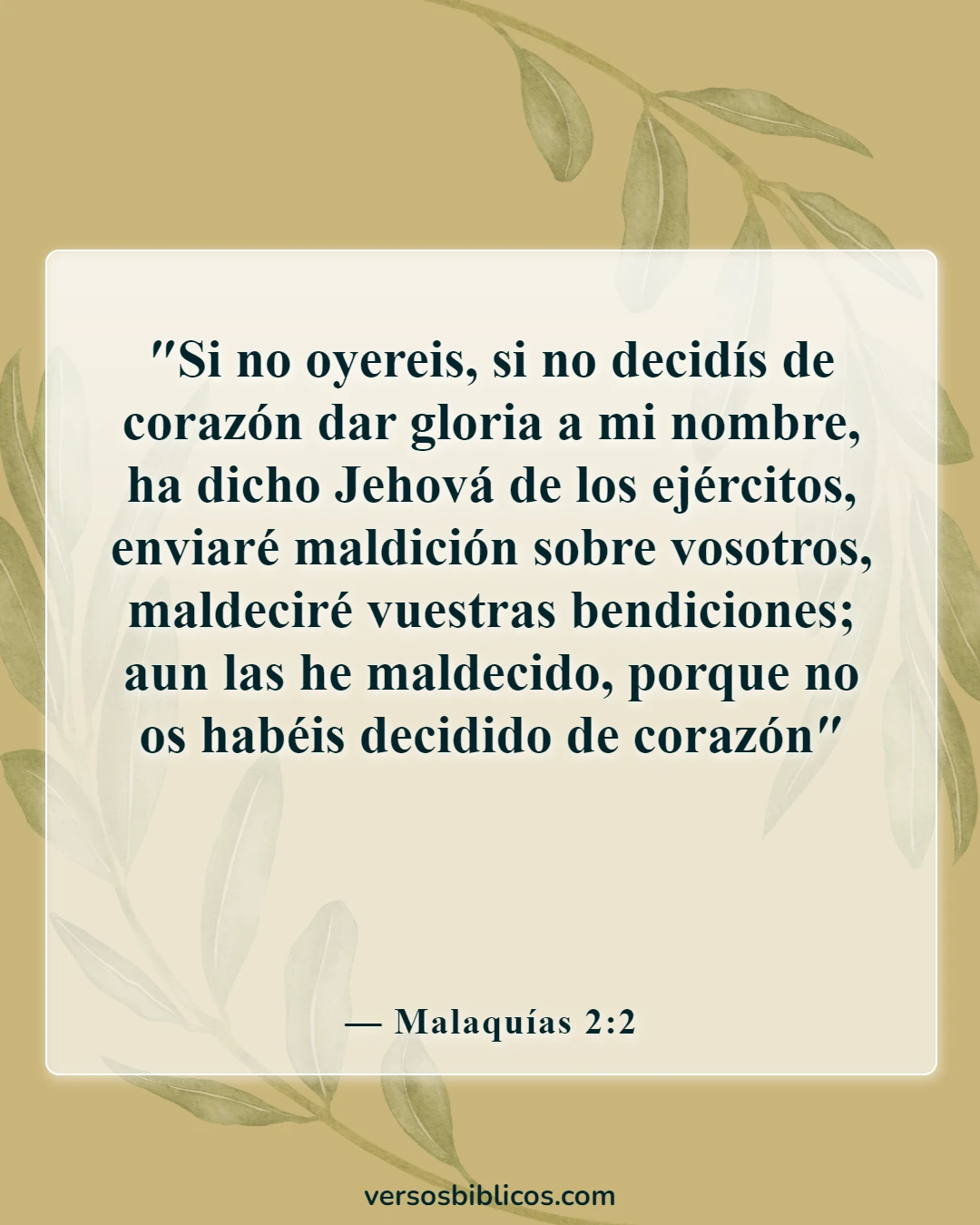 Versículos de la Biblia sobre maldiciones y bendiciones (Malaquías 2:2)
