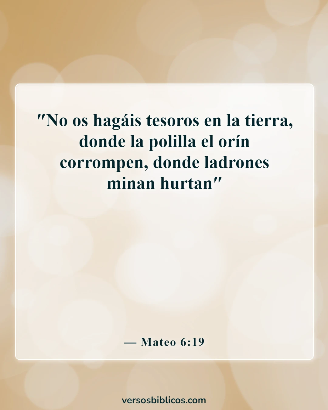Versículos de la Biblia sobre el tesoro en el cielo (Mateo 6:19)