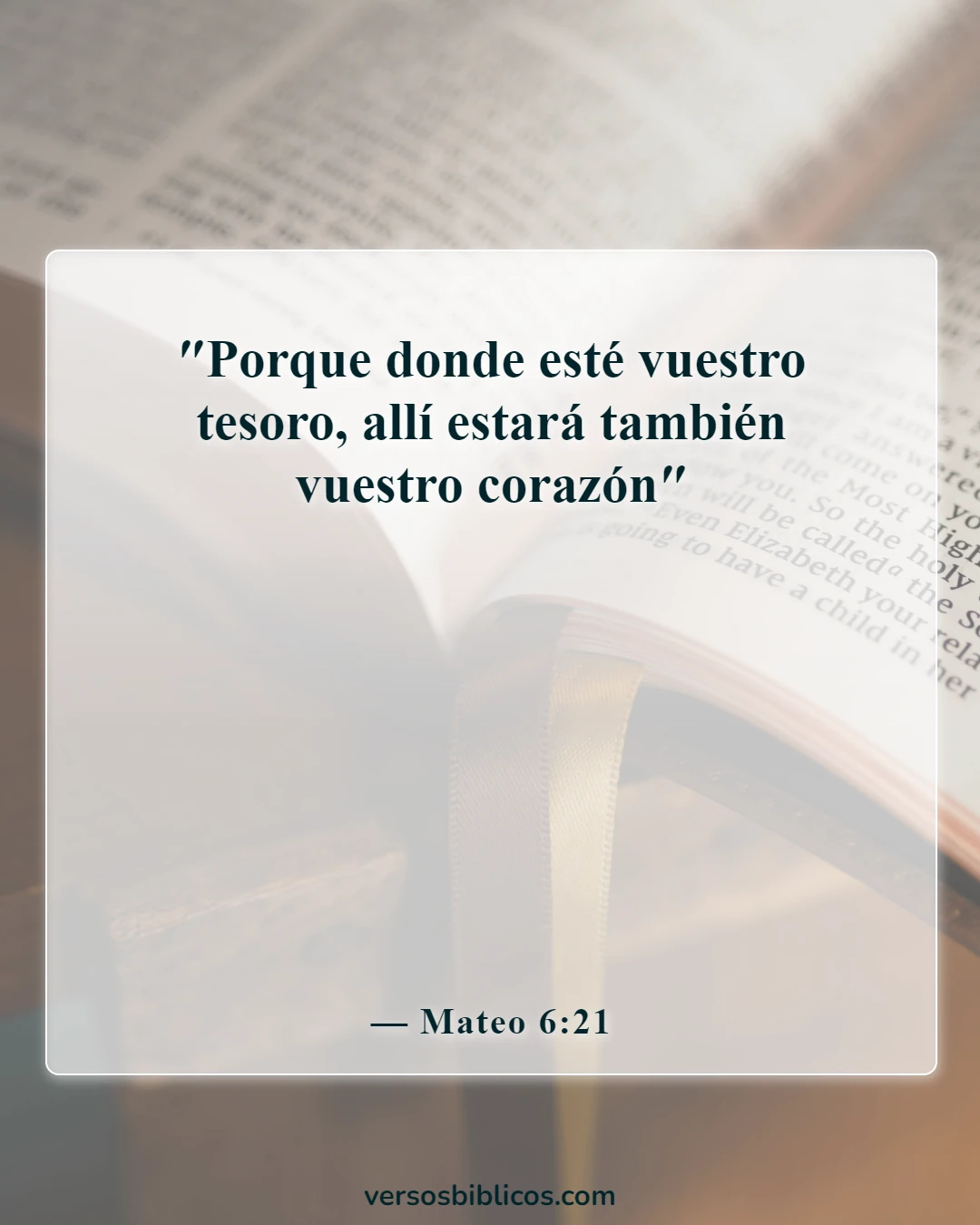 Versículos de la Biblia sobre la generosidad (Mateo 6:21)