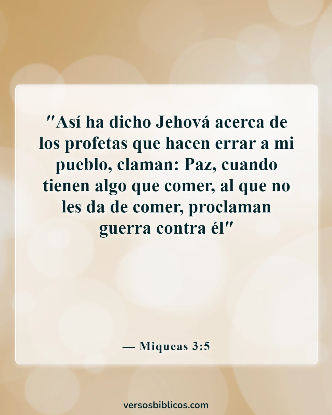Versículos de la Biblia sobre la advertencia de los falsos profetas (Miqueas 3:5)