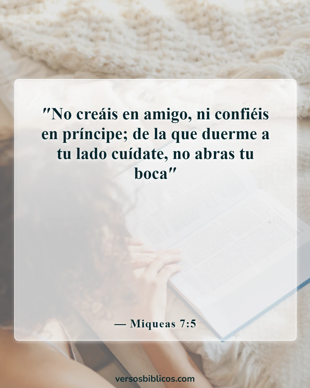 Versículos de la Biblia sobre confiar en los amigos y confiar en la amistad (Miqueas 7:5)