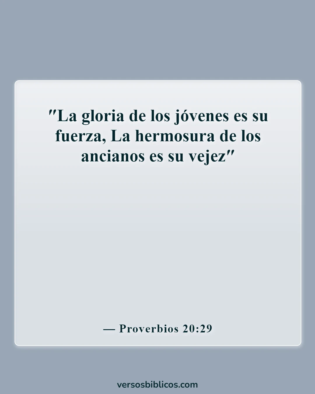 Versículos de la Biblia sobre los jóvenes sirviendo a Dios (Proverbios 20:29)
