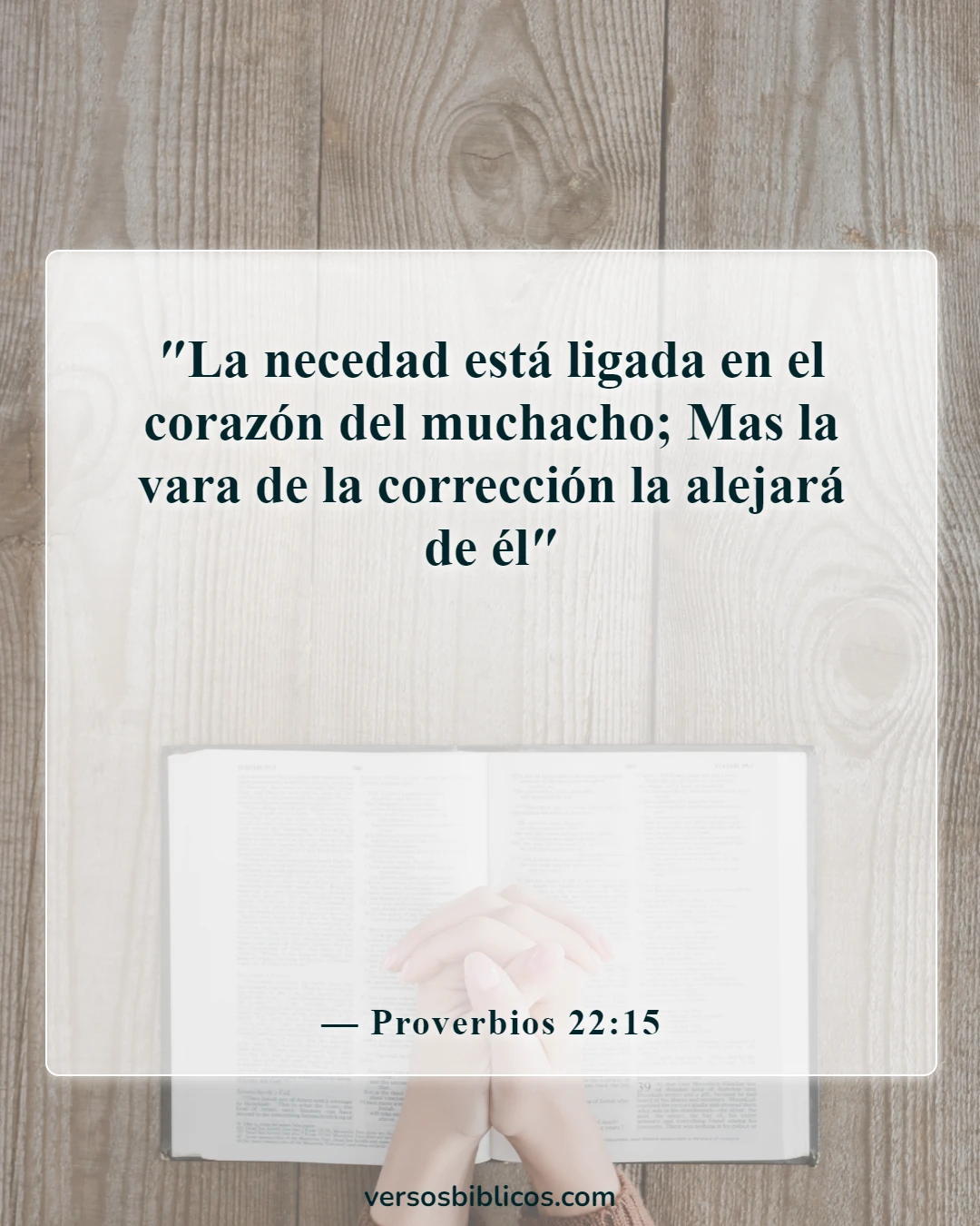 Versículos de la Biblia sobre cuidar primero de su familia (Proverbios 22:15)
