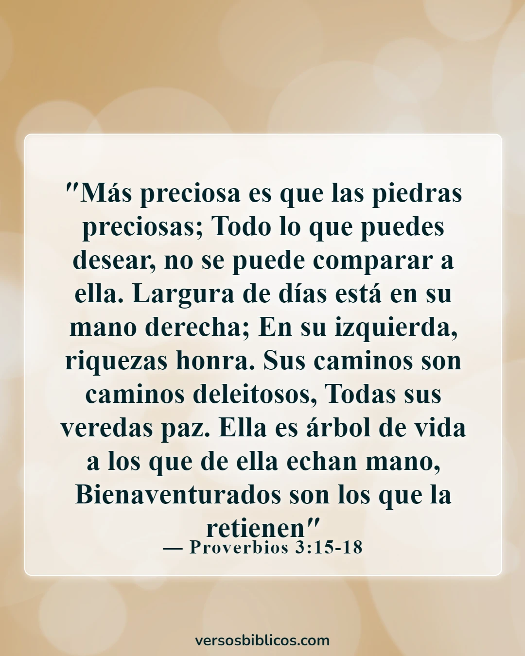 Versículos de la Biblia sobre la belleza de la mujer (Proverbios 3:15-18)