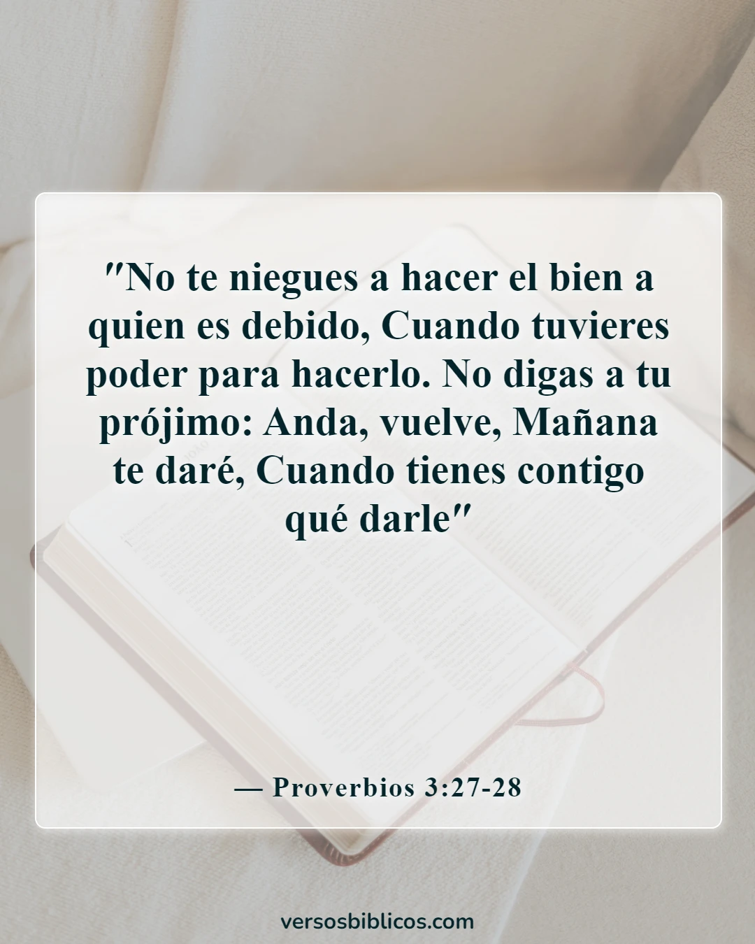 Versículos de la Biblia sobre compartir con amigos (Proverbios 3:27-28)