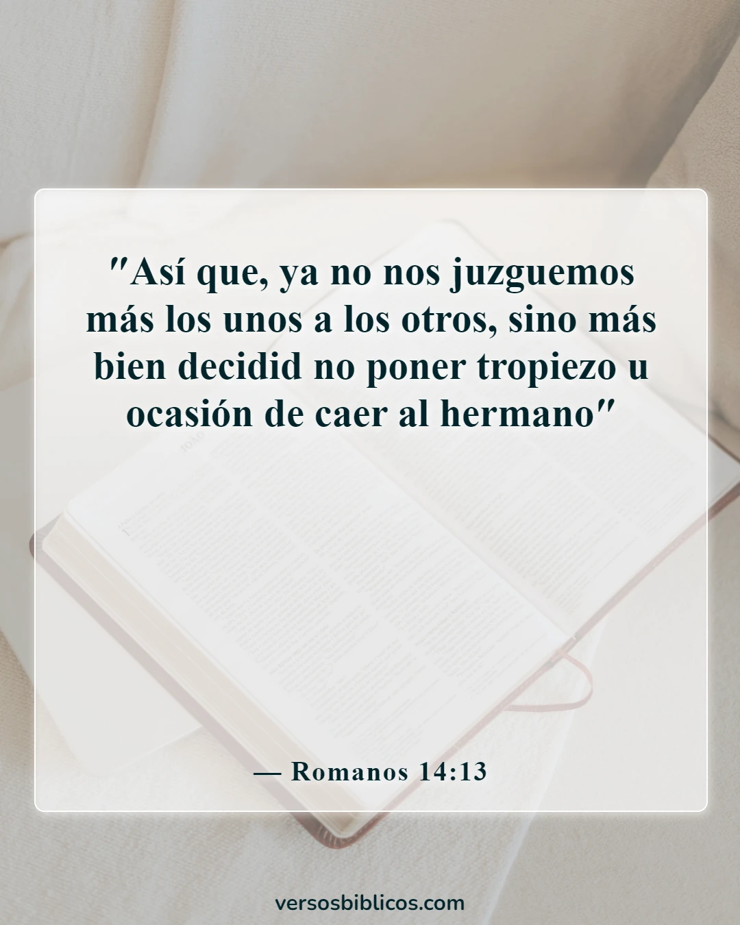 Versículos de la Biblia sobre no juzgar (Romanos 14:13)