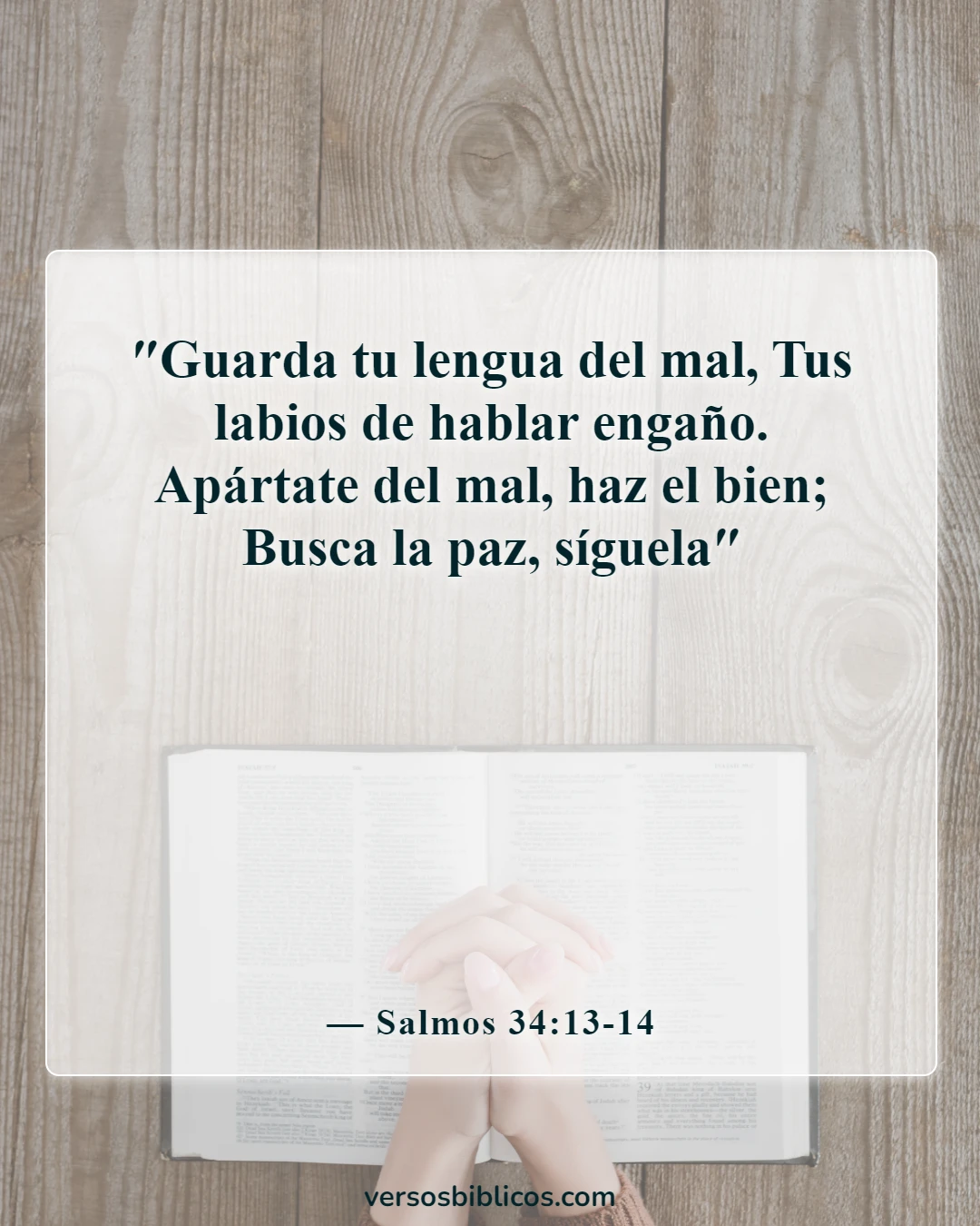 Versículos de la Biblia sobre acusar a otros (Salmos 34:13-14)