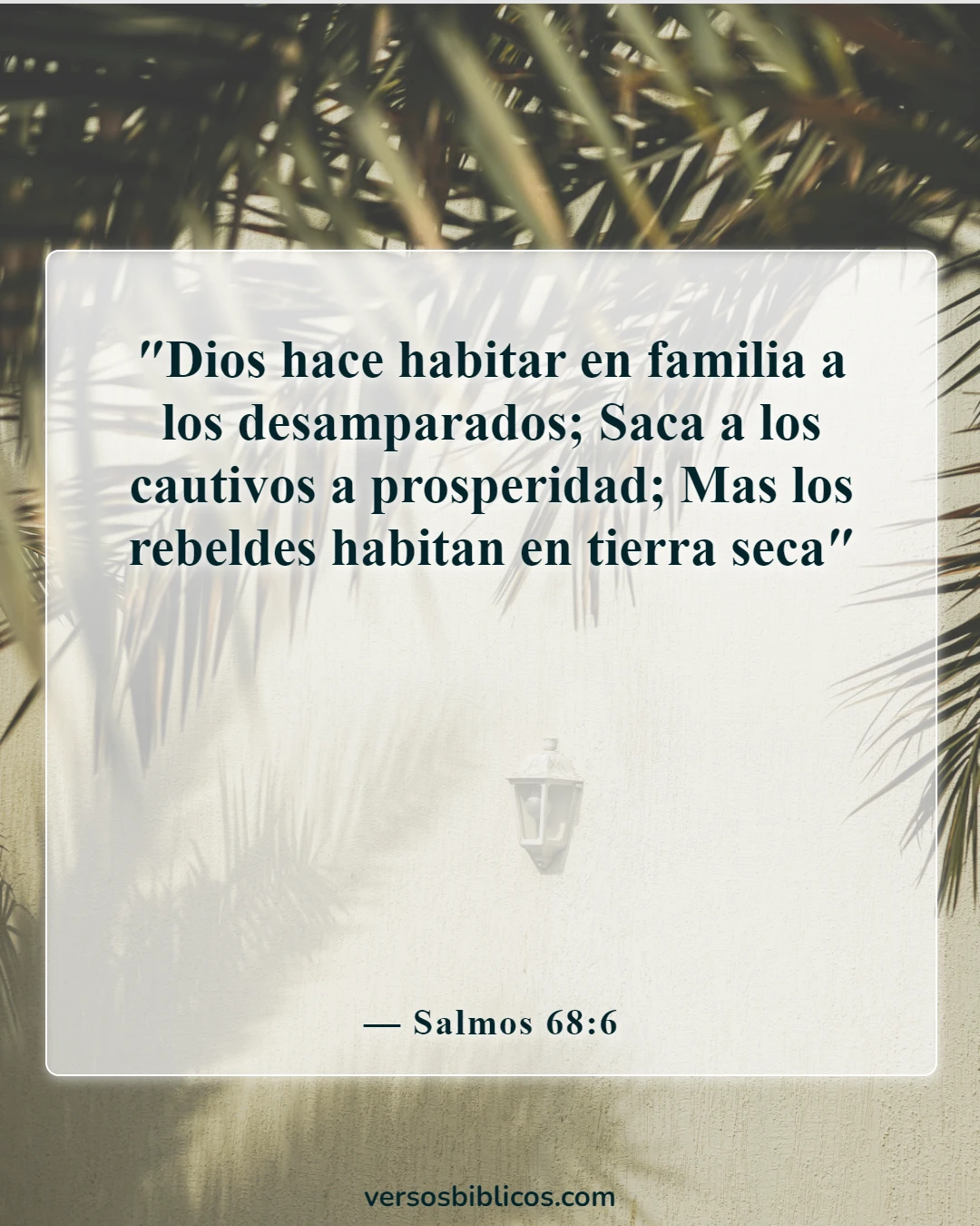 Versículos de la Biblia sobre la soledad (Salmos 68:6)